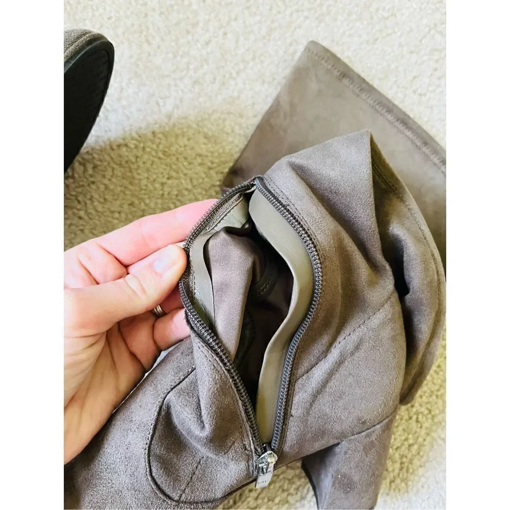Marc Fisher Suede Over The Knee Green Olive Heel Boots sz 10M